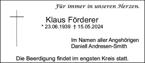Traueranzeige von Klaus Förderer von Starkenburger Echo