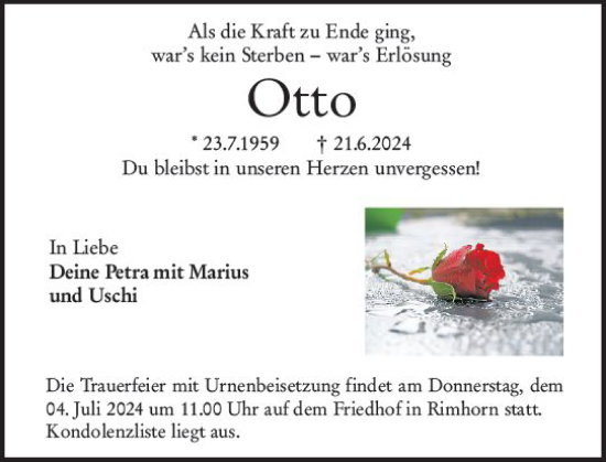 Traueranzeige von Otto mit Marius von Odenwälder Echo