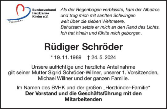 Traueranzeige von Rüdiger Schröder von Allgemeine Zeitung Mainz