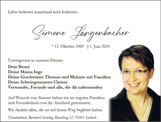 Traueranzeige von Simone Langenbacher von Idsteiner Land/Untertaunus