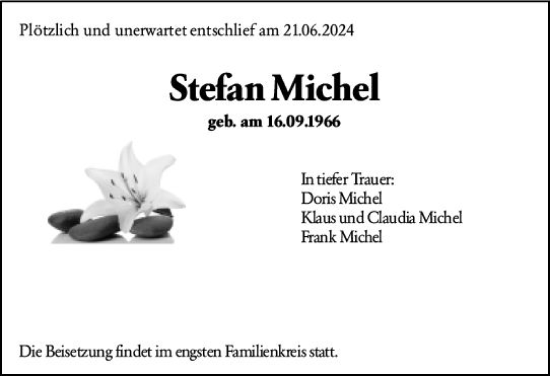 Traueranzeige von Stefan Michel von Rüsselsheimer Echo