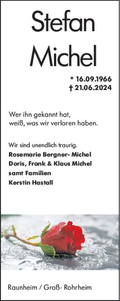 Traueranzeige von Stefan Michel von Rüsselsheimer Echo