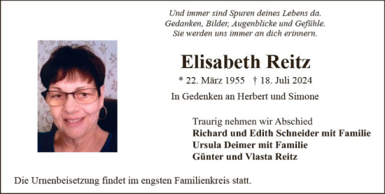 Traueranzeige von Elisabeth Reitz von Groß-Gerauer Echo