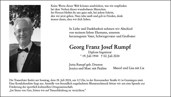 Traueranzeige von Georg  Stumpf von Allgemeine Zeitung Rheinhessen-Nahe