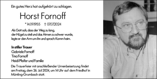 Traueranzeige von Horst Fornoff von Odenwälder Echo
