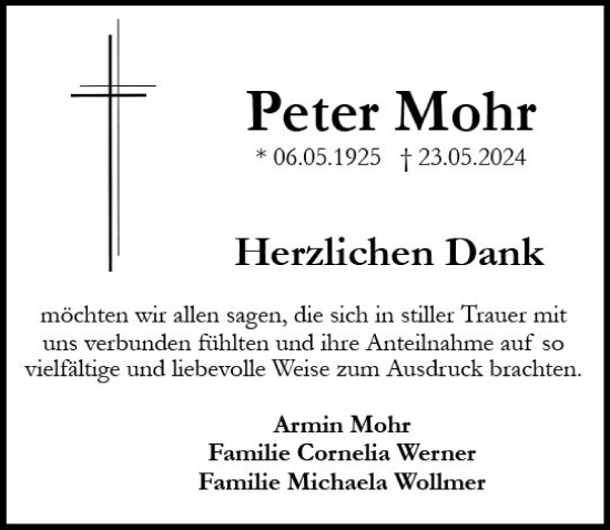 Traueranzeige von Peter Mohr von Allgemeine Zeitung Rheinhessen-Nahe