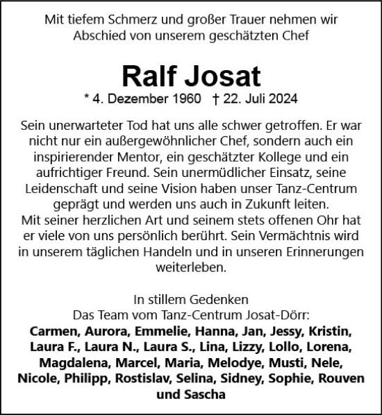 Traueranzeige von Ralf Josat von Nassauische Neue Presse