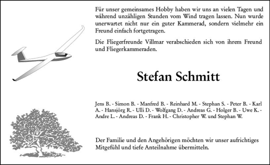Traueranzeige von Stefan Schmitt von Camberger Anzeiger