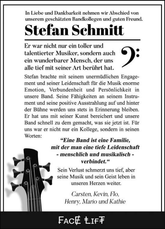 Traueranzeige von Stefan Schmitt von Camberger Anzeiger