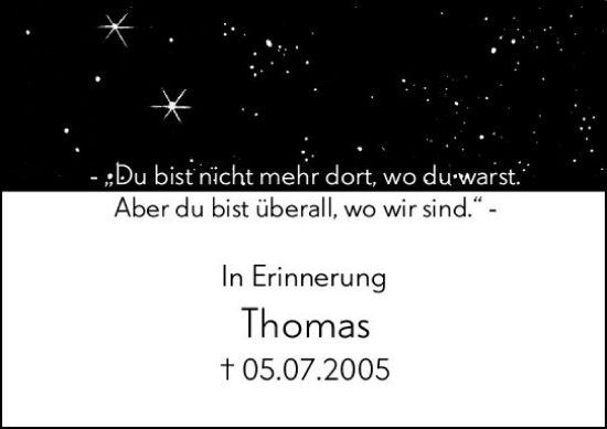 Traueranzeige von Thomas  von Rüsselsheimer Echo