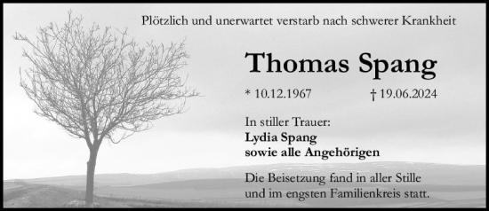 Traueranzeige von Thomas Spang von Allgemeine Zeitung Rheinhessen-Nahe