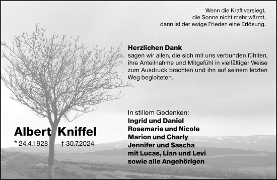 Traueranzeige von Albert Kniffel von Hochheimer Zeitung