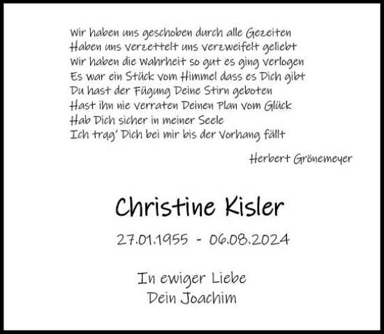 Traueranzeige von Christine Killer von Allgemeine Zeitung Mainz