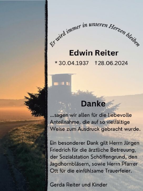 Traueranzeige von Edwin Reiter von Wetzlarer Neue Zeitung