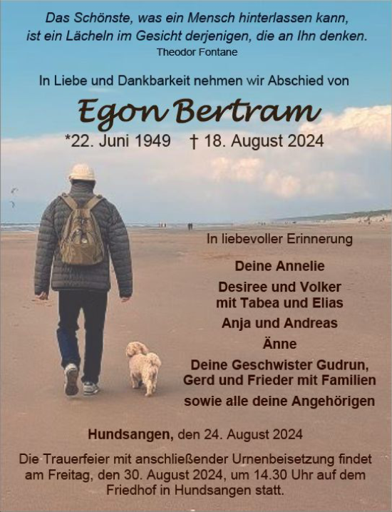 Traueranzeige von Egon Bertram von Nassauische Neue Presse