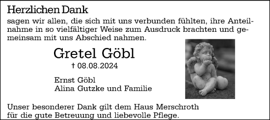 Traueranzeige von Gretel Göbl von Darmstädter Echo