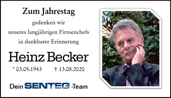 Traueranzeige von Heinz Becker von Wormser Zeitung