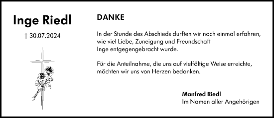 Traueranzeige von Inge Riedl von Rüsselsheimer Echo