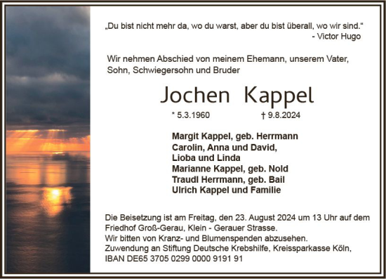 Traueranzeige von Jochen Kappel von Groß-Gerauer Echo