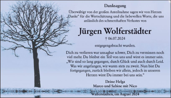 Traueranzeige von Jürgen Wolferstädter von Groß-Gerauer Echo