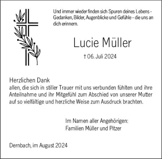 Traueranzeige von Lude Müller von Hinterländer Anzeiger