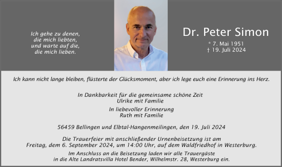 Traueranzeige von Peter Simon von Nassauische Neue Presse