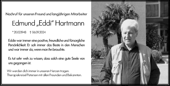 Traueranzeige von Edmund Hartmann von Dill Block