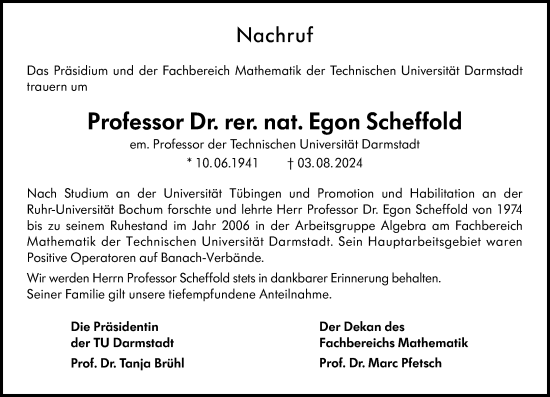 Traueranzeige von Egon Scheffold von Darmstädter Echo