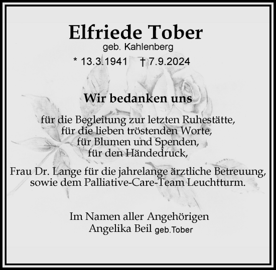 Traueranzeige von Elfriede Tober von Groß-Gerauer Echo