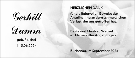 Traueranzeige von Gerhilt Damm von Hinterländer Anzeiger
