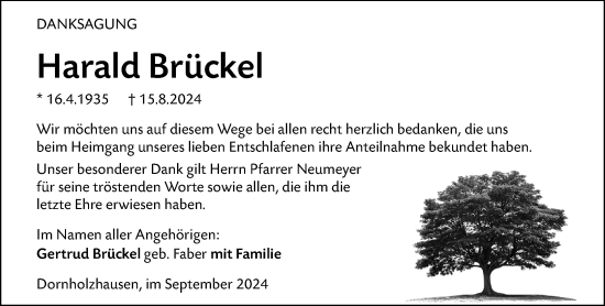 Traueranzeige von Harald Brückel von Wetzlarer Neue Zeitung