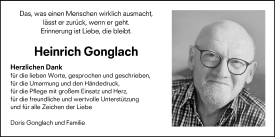 Traueranzeige von Heinrich Gonglach von Hinterländer Anzeiger