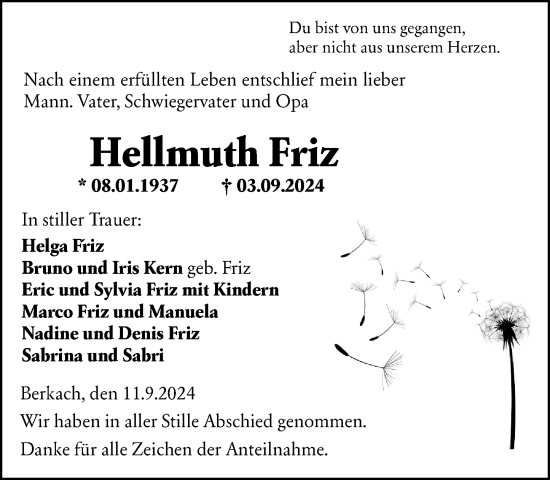 Traueranzeige von Hellmuth Friz von Groß-Gerauer Echo