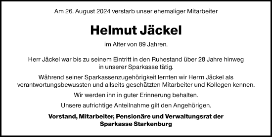 Traueranzeige von Helmut Jäckel von Starkenburger Echo