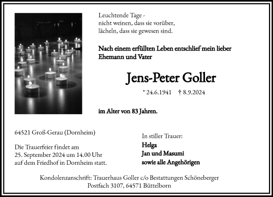 Traueranzeige von Jens-Peter Goller von Groß-Gerauer Echo