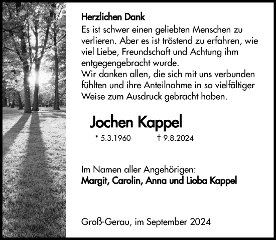 Traueranzeige von Jochen Kappel von Groß-Gerauer Echo