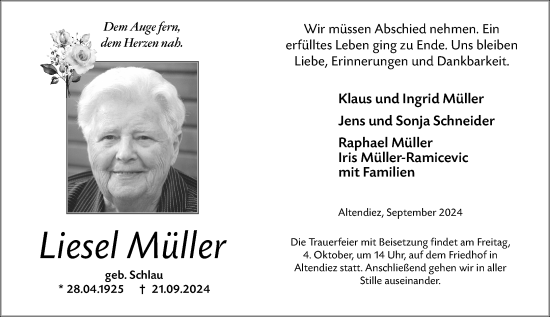 Traueranzeige von Liesel Müller von Nassauische Neue Presse