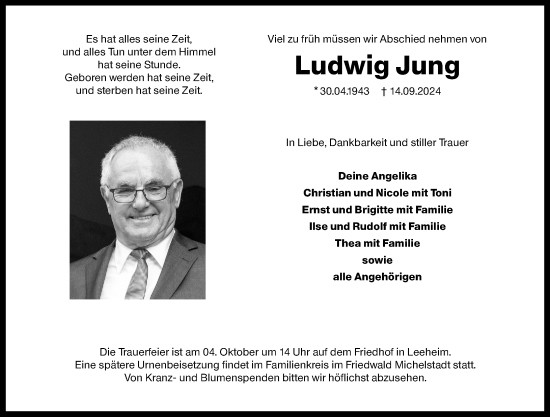 Traueranzeige von Ludwig Jung von Groß-Gerauer Echo