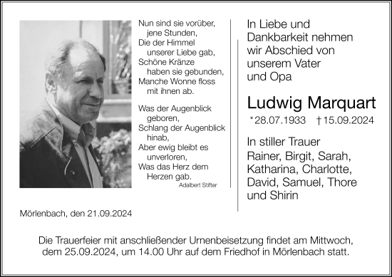 Traueranzeige von Ludwig Marquart von Starkenburger Echo