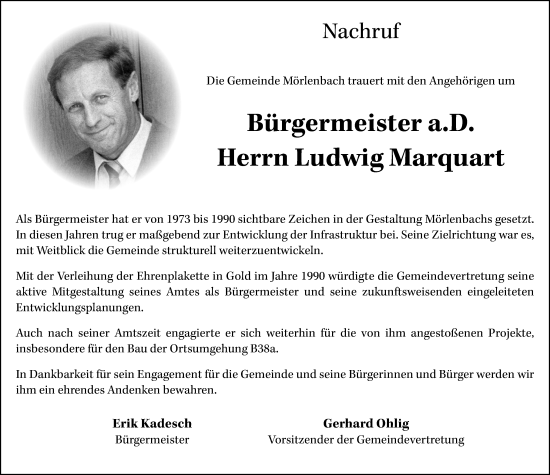 Traueranzeige von Ludwig Marquart von Starkenburger Echo