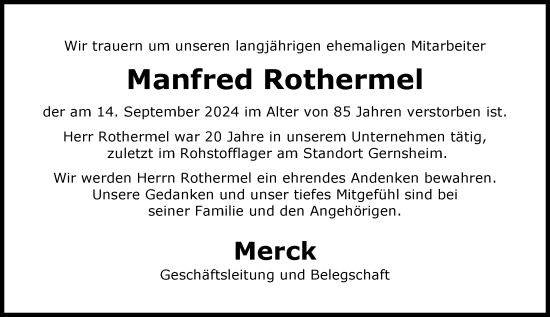 Traueranzeige von Manfred Rothermel von Groß-Gerauer Echo