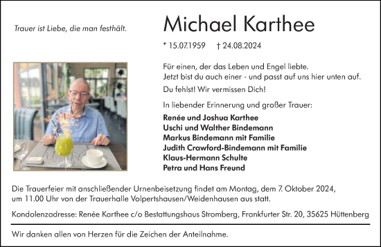 Traueranzeige von Michael Karthee von Wetzlarer Neue Zeitung
