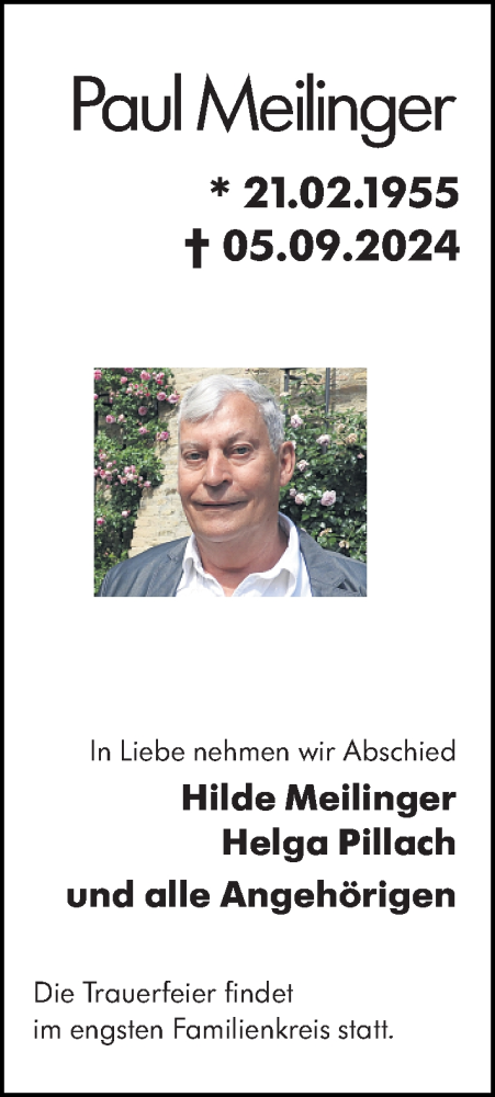 Traueranzeige von Paul Meilinger von Wiesbadener Kurier
