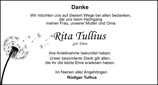 Traueranzeige von Rita Tullius von Allgemeine Zeitung Mainz
