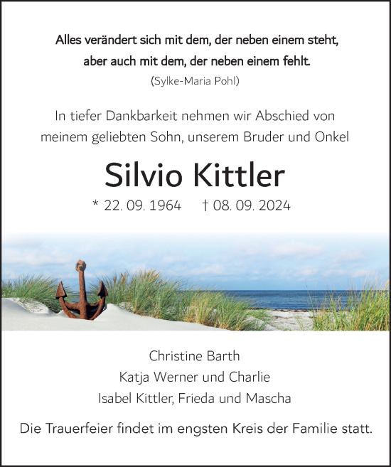 Traueranzeige von Silvio Kittler von Wetzlarer Neue Zeitung