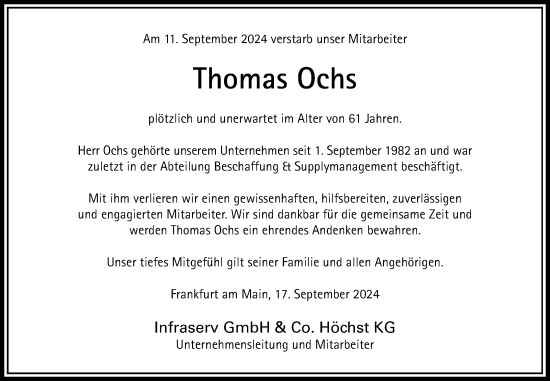 Traueranzeige von Thomas Ochs von Nassauische Neue Presse