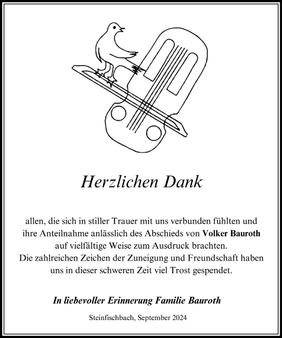 Traueranzeige von Volker Bauroth von Camberger Anzeiger