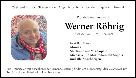Traueranzeige von Werner Röhrig von Starkenburger Echo