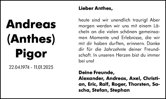 Traueranzeige von Andreas Pigor von Darmstädter Echo