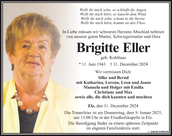 Traueranzeige von Brigitte Eller von Nassauische Neue Presse